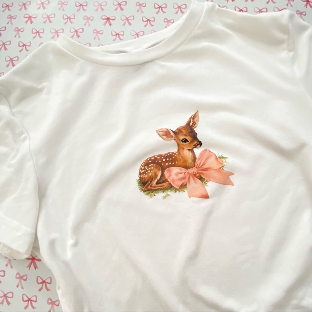 Deer Cropped Baby Tee 🎀 - Picture 2 of 4